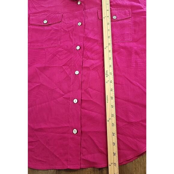 VTG Chico’s Design Women’s Silk Blouse Palm Frond Print Pink Sz 2 L GUC - Picture 8 of 11